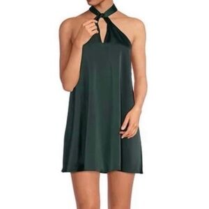 Gianni Bini Deep Green Taytum Satin Halter Shift Dress- NWT- XL